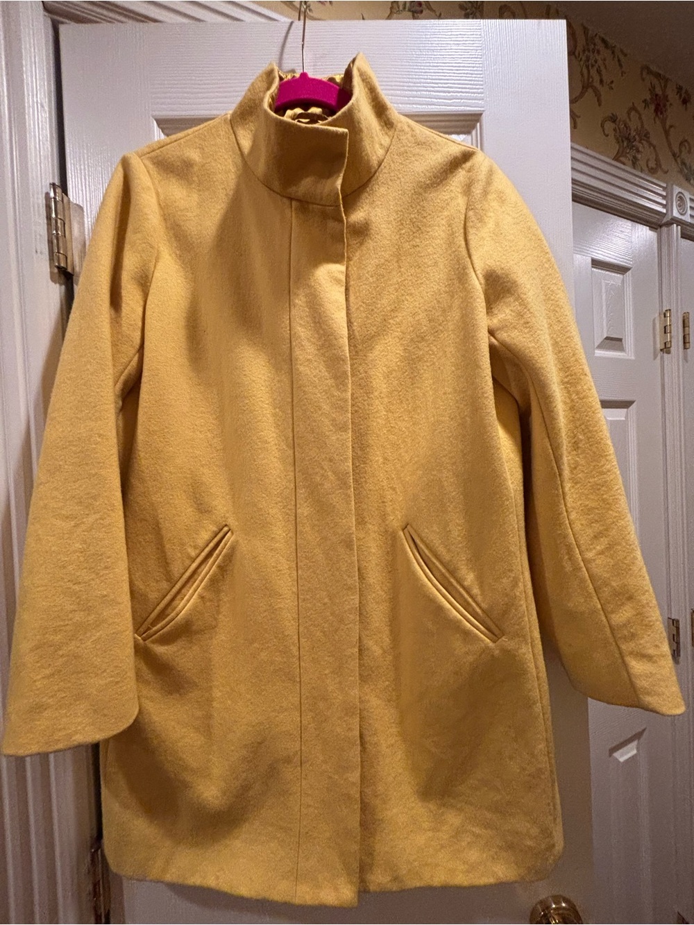 New York & Company Yellow Stand-Collar Pea Coat
